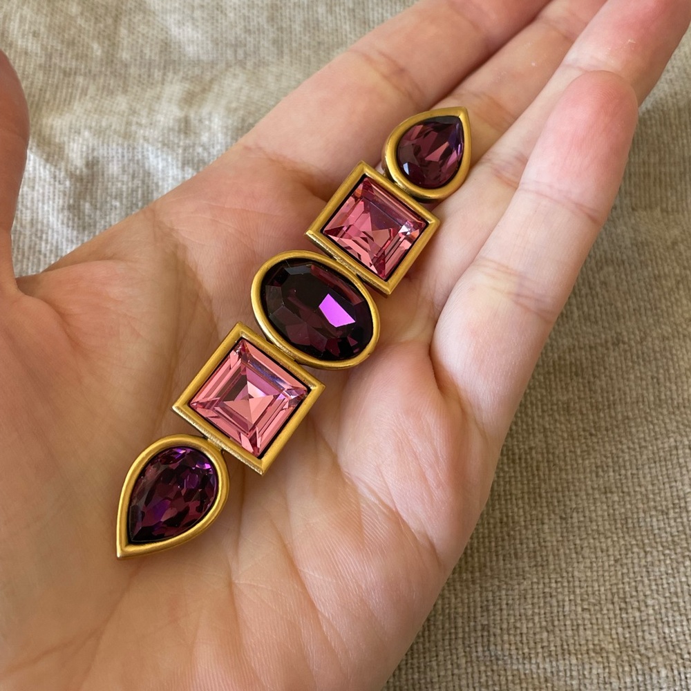 Unique Vintage Yves Saint Laurent Brooch Signed pink and purple, gorgeous